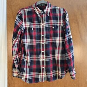 Ralph Lauren Womens Button Shirt Size Small Red Plaid Cotton Flannel